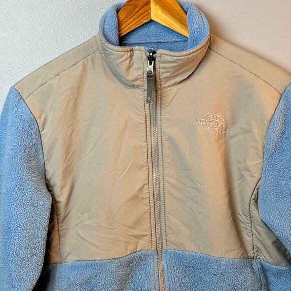 North Face Polartec Blue/ Gray Fleece Jacket Coat Girls Size Large Full Zip - Picture 3 of 9